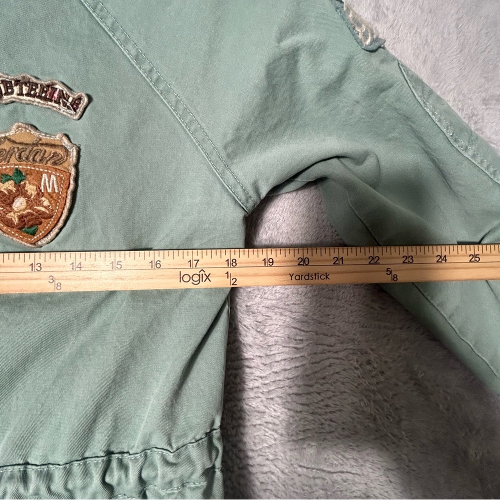 Samansa Mos2 SM2 Jacket Coat Womens XS S Green Zip‎ Snap Hoodie Patches READ - Picture 3 of 16